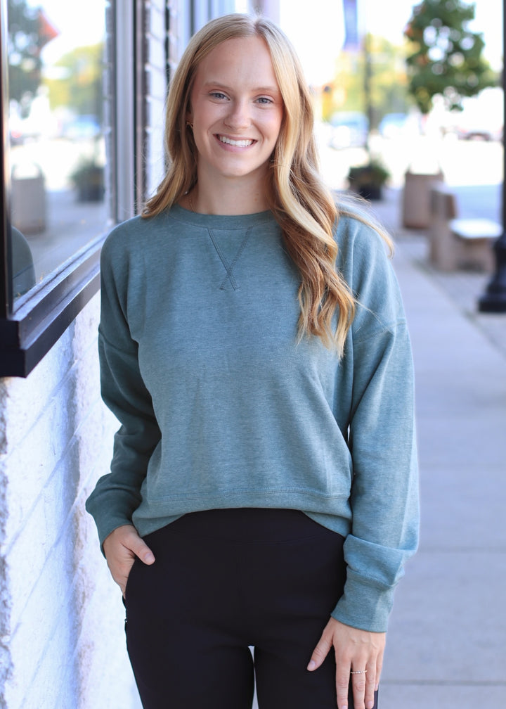 Burned Out Crewneck Sweater in Silky Pine