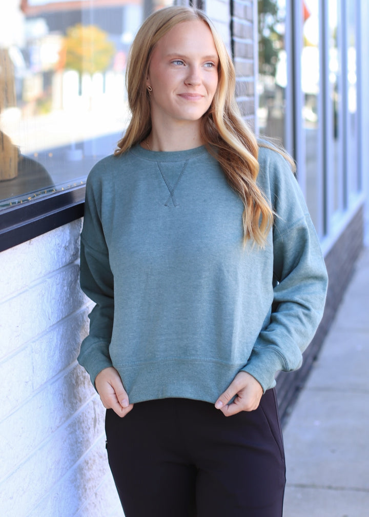 Burned Out Crewneck Sweater in Silky Pine