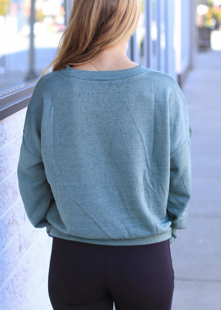 Burned Out Crewneck Sweater in Silky Pine