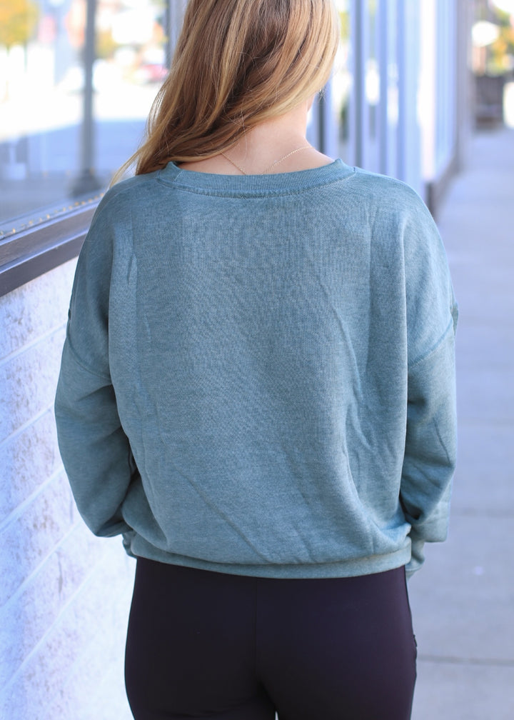 Burned Out Crewneck Sweater in Silky Pine