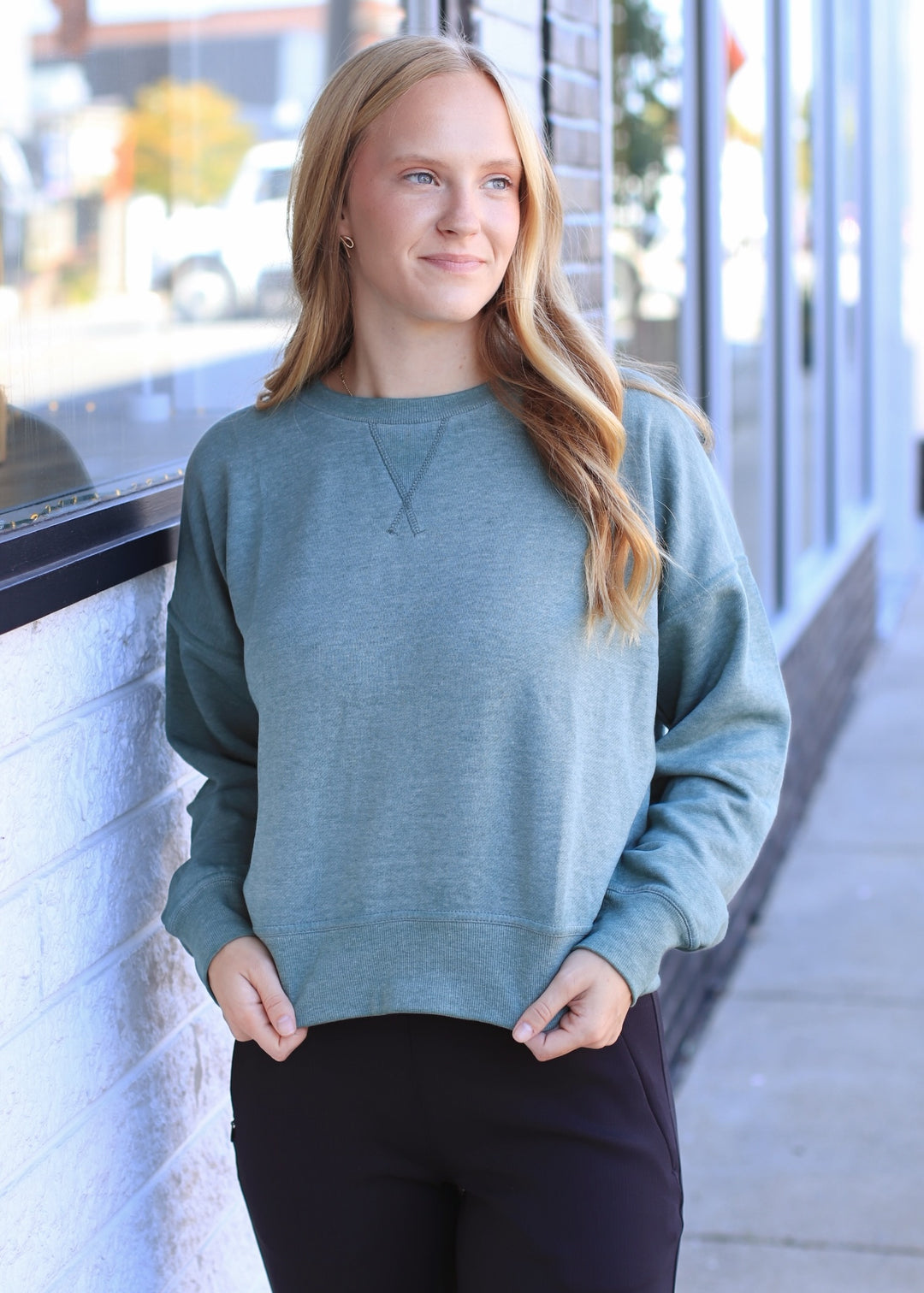 Burned Out Crewneck Sweater in Silky Pine