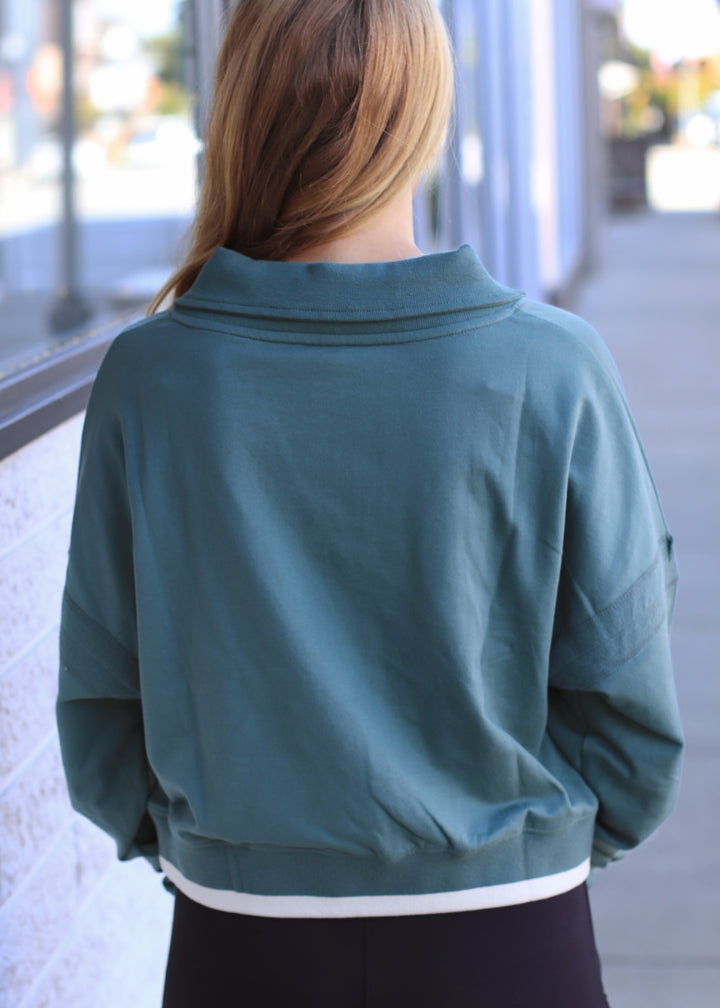 Varsity Line Fleece Pullover Sweater