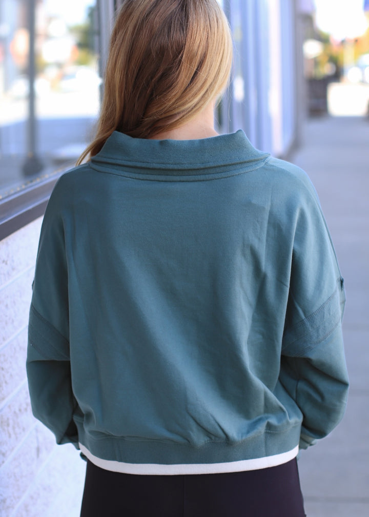 Varsity Line Fleece Pullover Sweater
