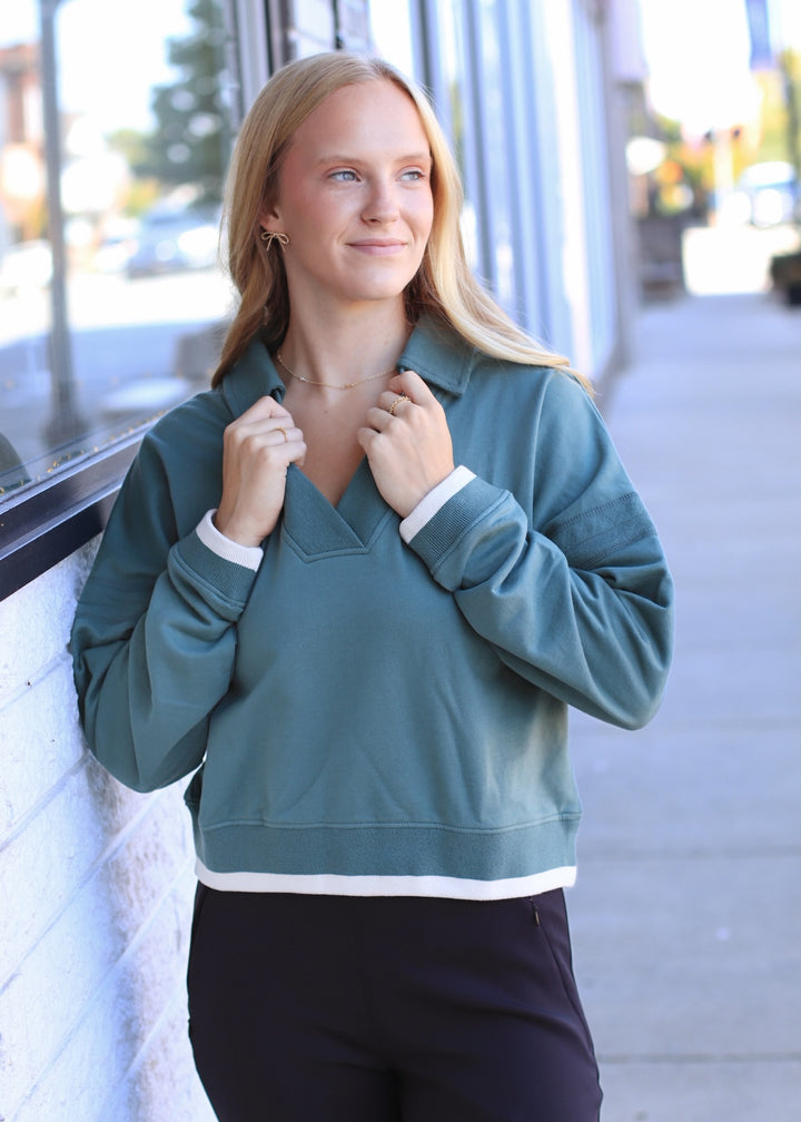 Varsity Line Fleece Pullover Sweater