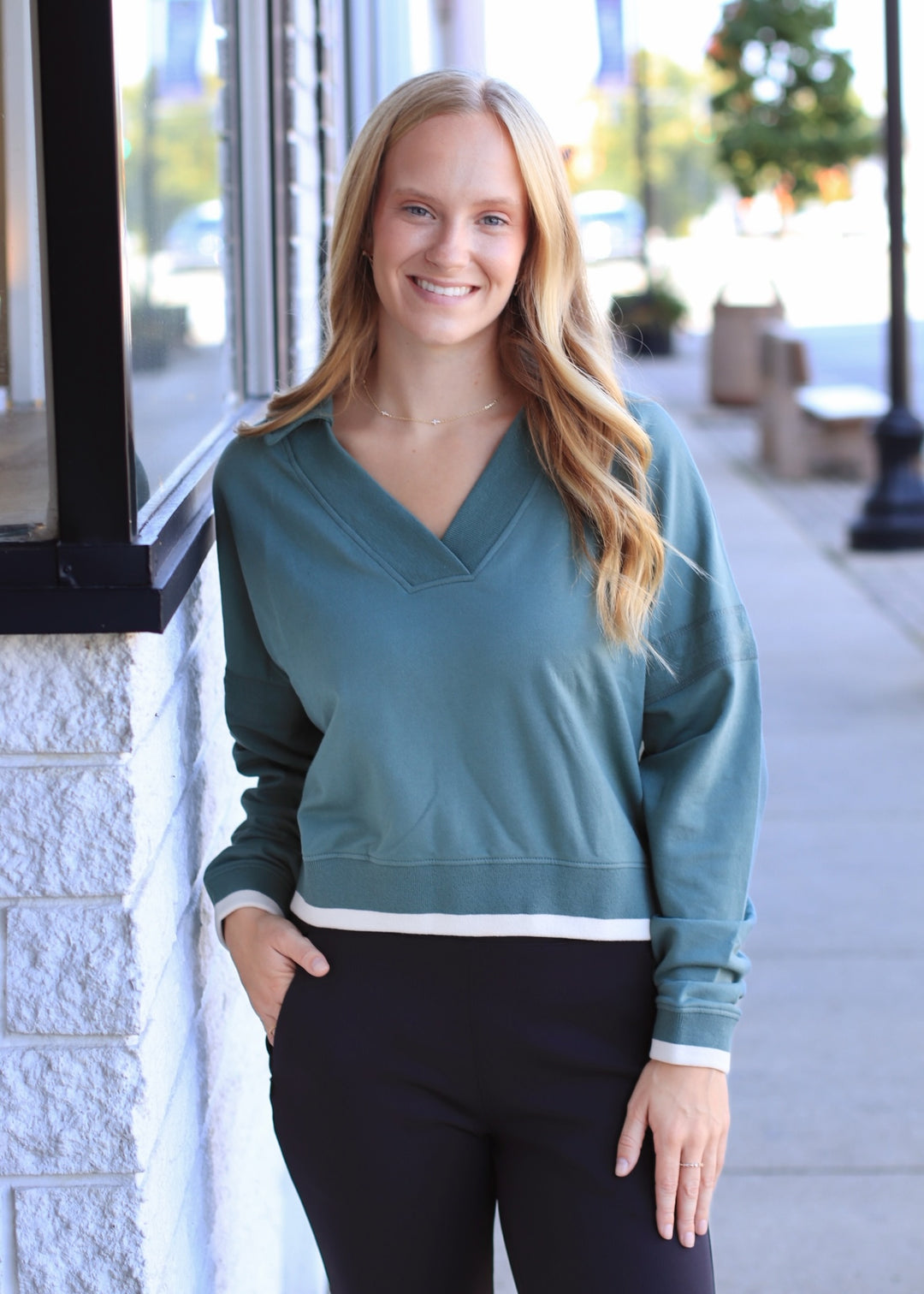 Varsity Line Fleece Pullover Sweater