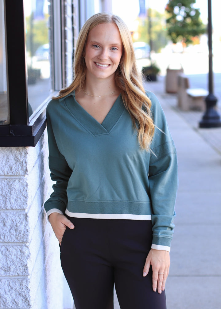 Varsity Line Fleece Pullover Sweater