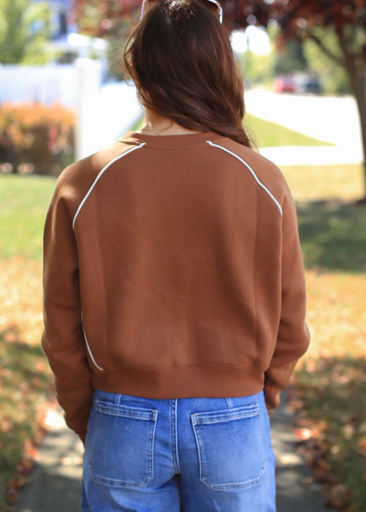 Piped Fleece Crewneck Sweater