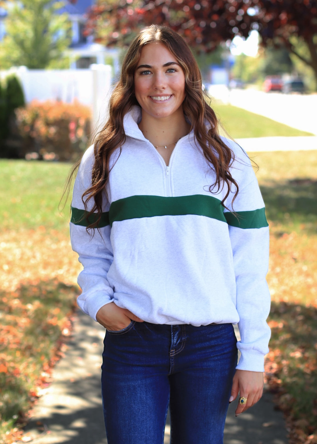 RESTOCK Two Tone Half Zip Sweatshirt Grey/Green