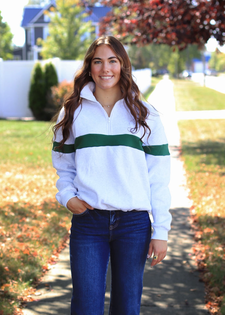 RESTOCK Two Tone Half Zip Sweatshirt Grey/Green