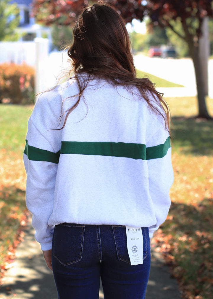 RESTOCK Two Tone Half Zip Sweatshirt Grey/Green