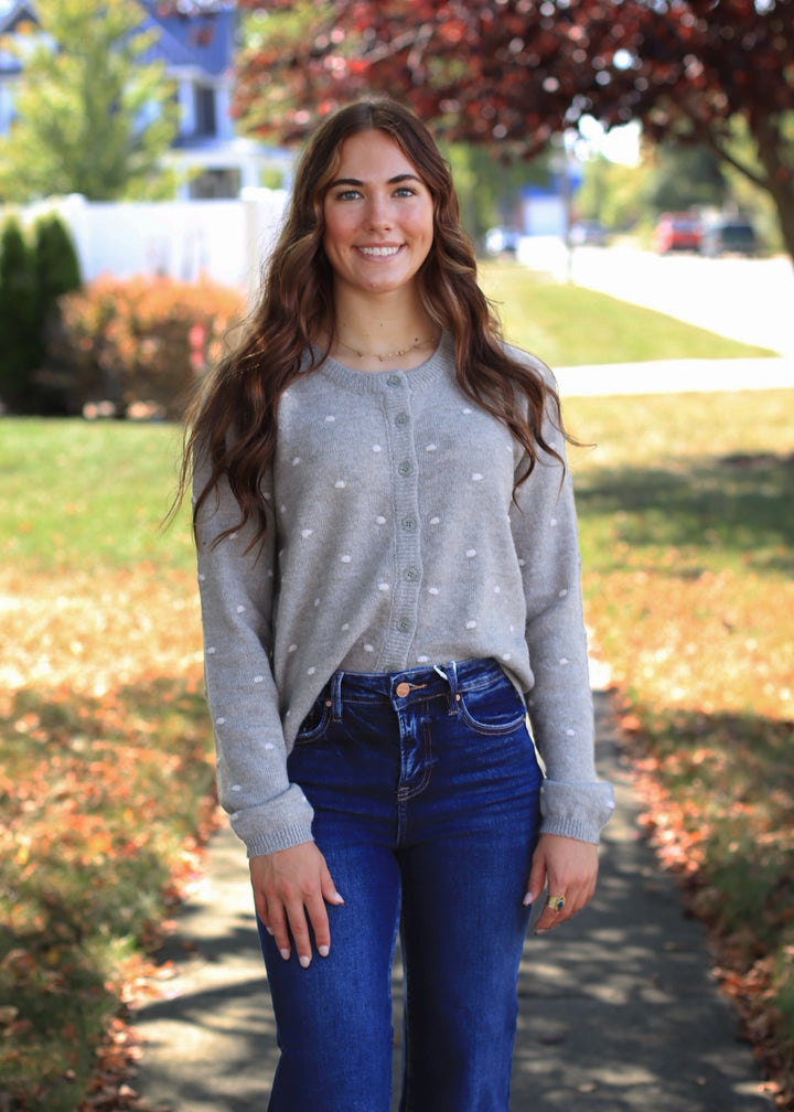 Sage Dot & Cozy Cropped Cardigan