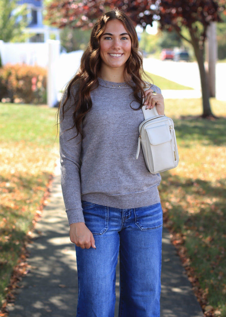 Heather Smoke Essential Seam Sweater
