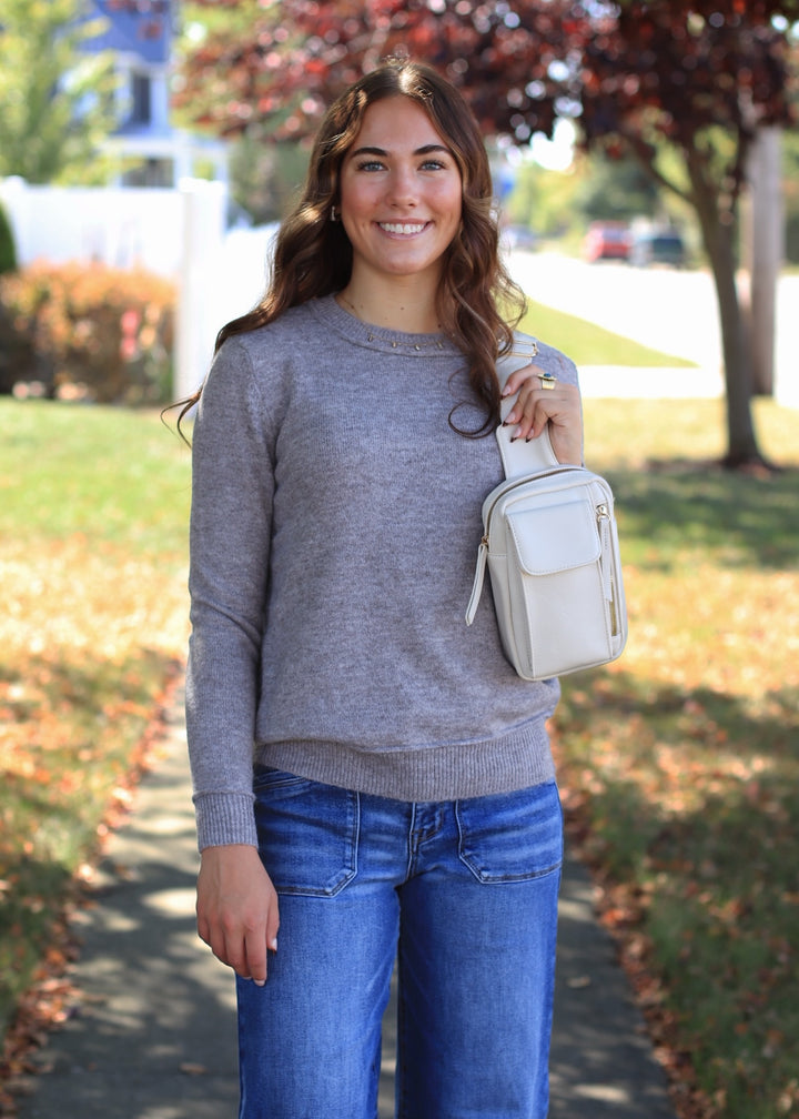 Heather Smoke Essential Seam Sweater
