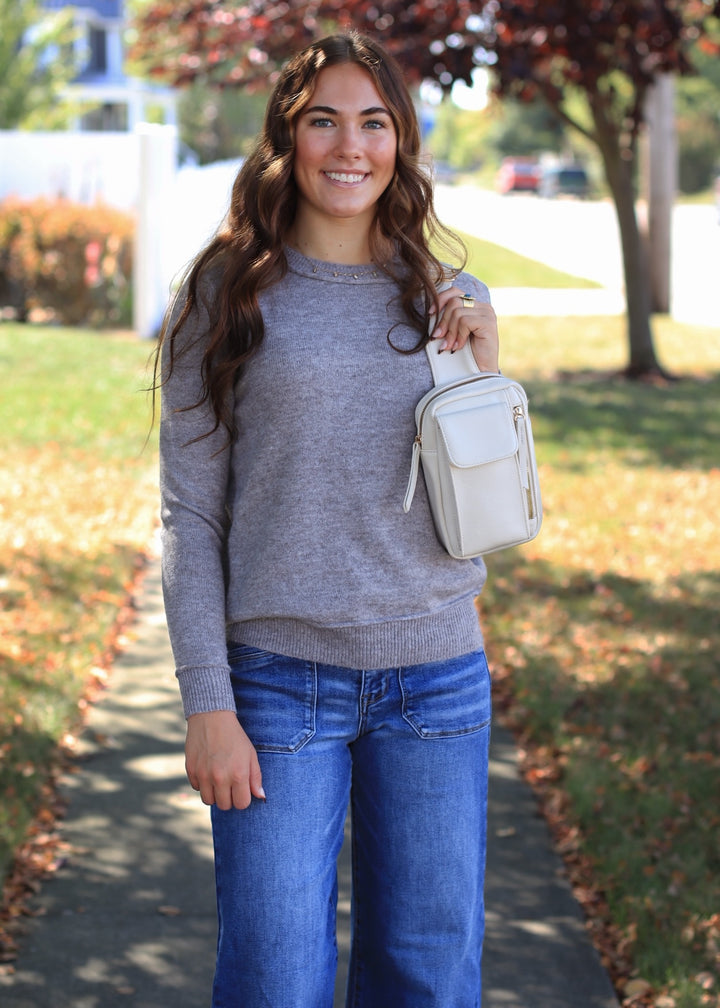 Heather Smoke Essential Seam Sweater