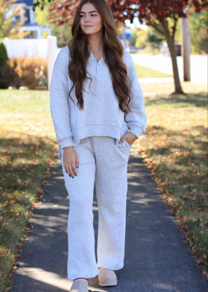 Marina Textured Cotton Blend Wide Leg Pants