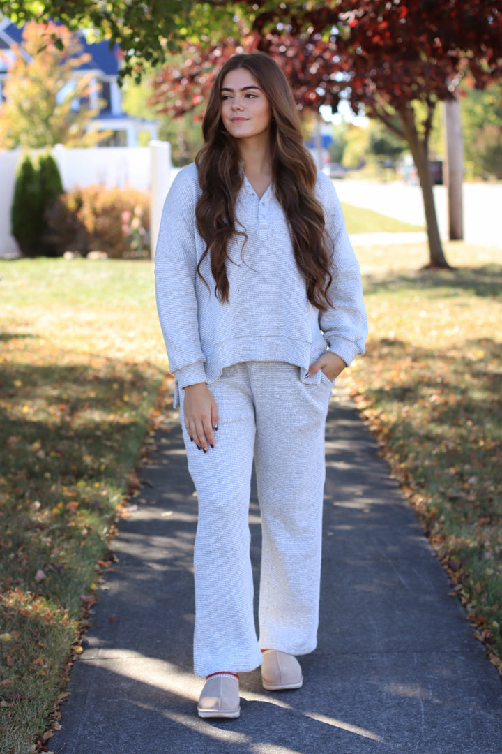 Marina Textured Cotton Blend Wide Leg Pants