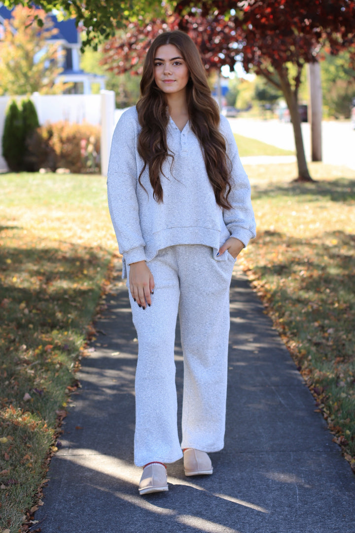 Marina Textured Cotton Blend Wide Leg Pants