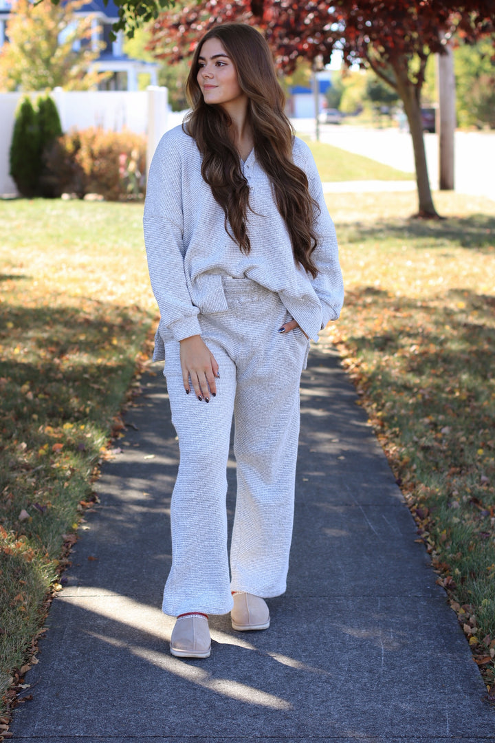 Marina Textured Cotton Blend Wide Leg Pants