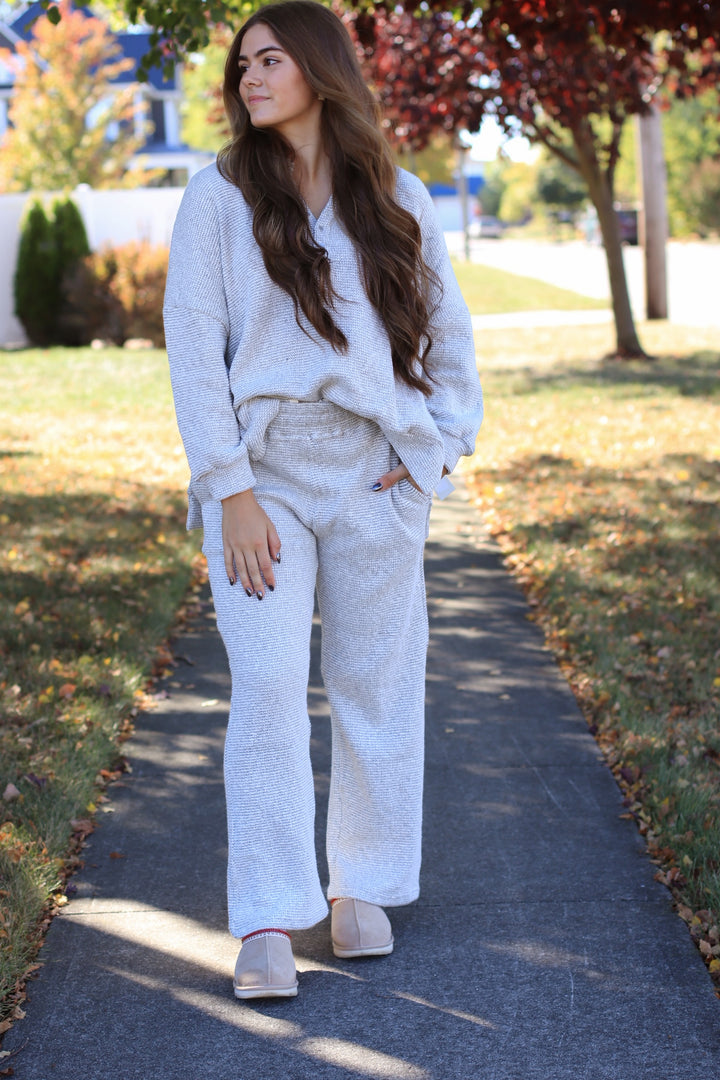 Marina Textured Cotton Blend Wide Leg Pants