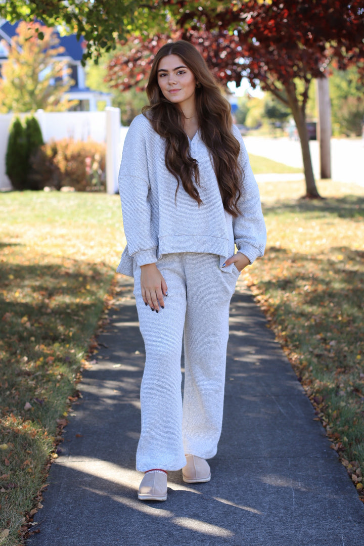 Marina Textured Cotton Blend Wide Leg Pants