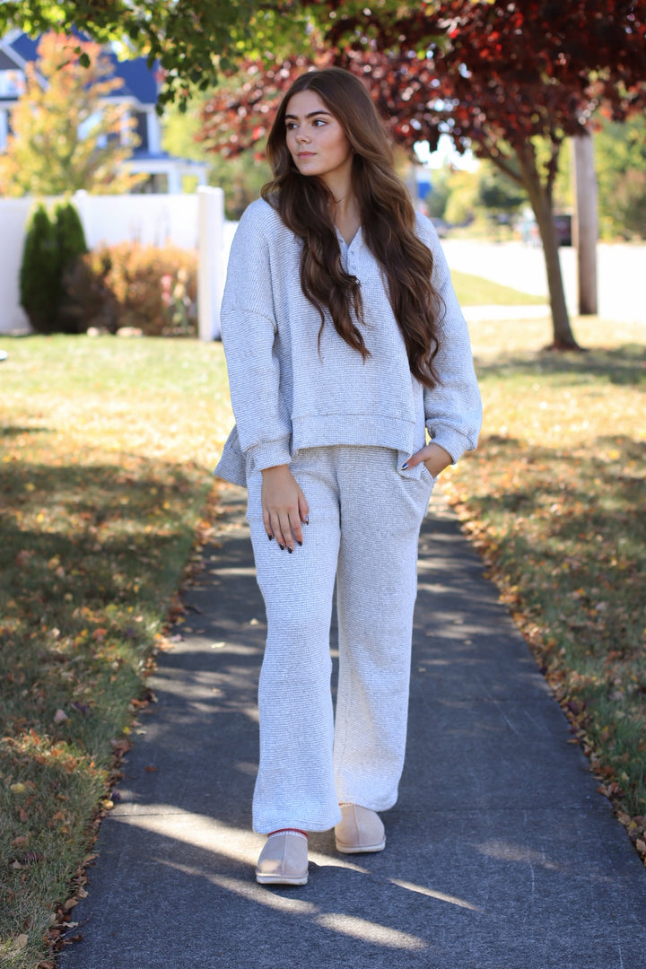 Marina Textured Cotton Blend Wide Leg Pants