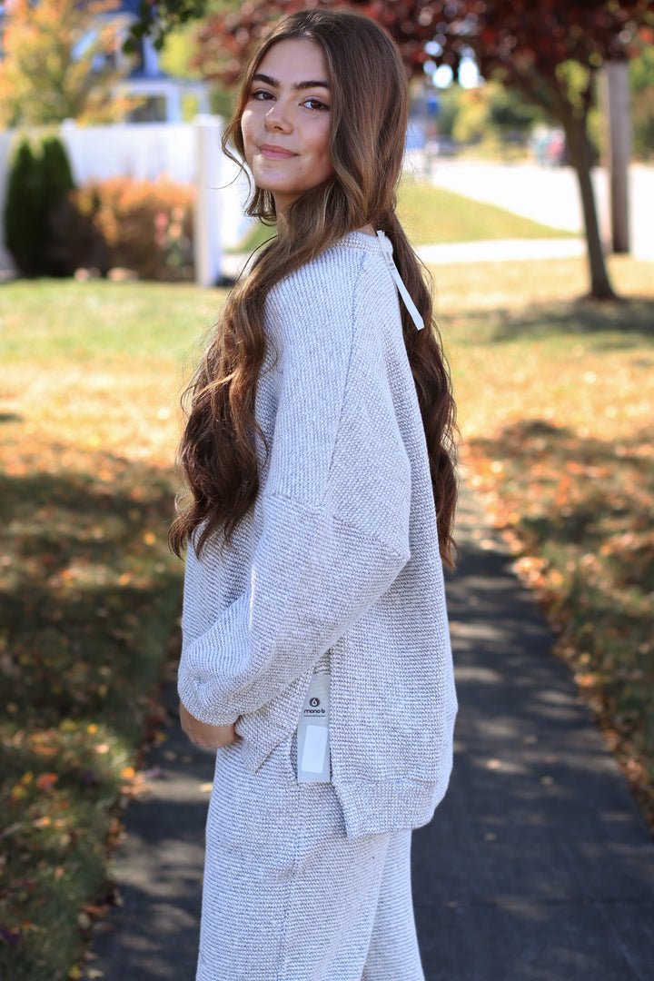 RESTOCK Marina Textured Cotton Blend Knit Henley Top