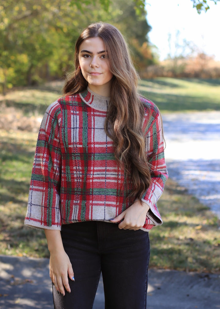 Holly Hearth Plaid Knit Top