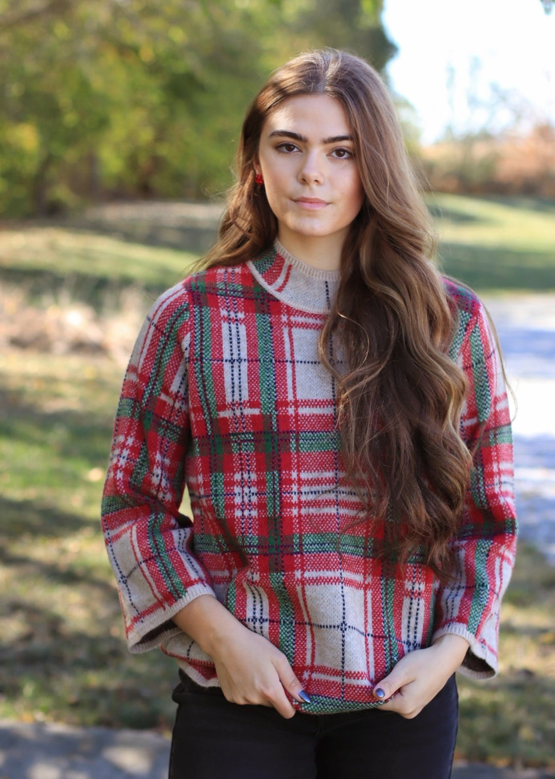 Holly Hearth Plaid Knit Top