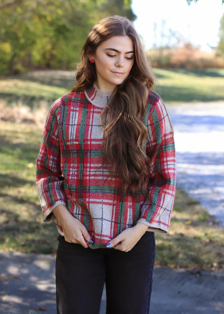 Holly Hearth Plaid Knit Top