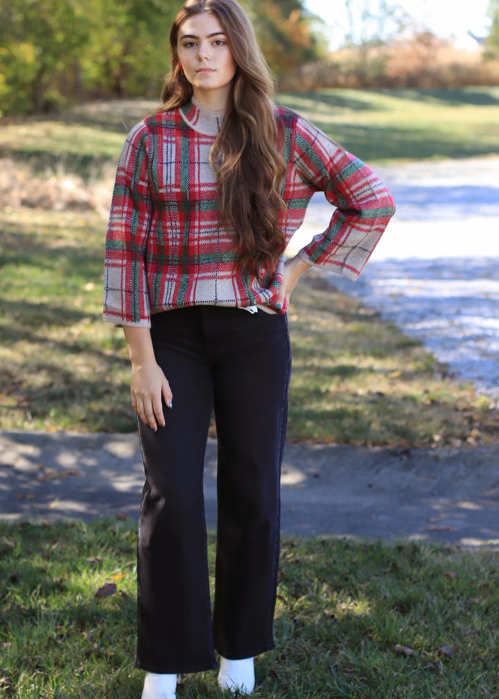 Holly Hearth Plaid Knit Top