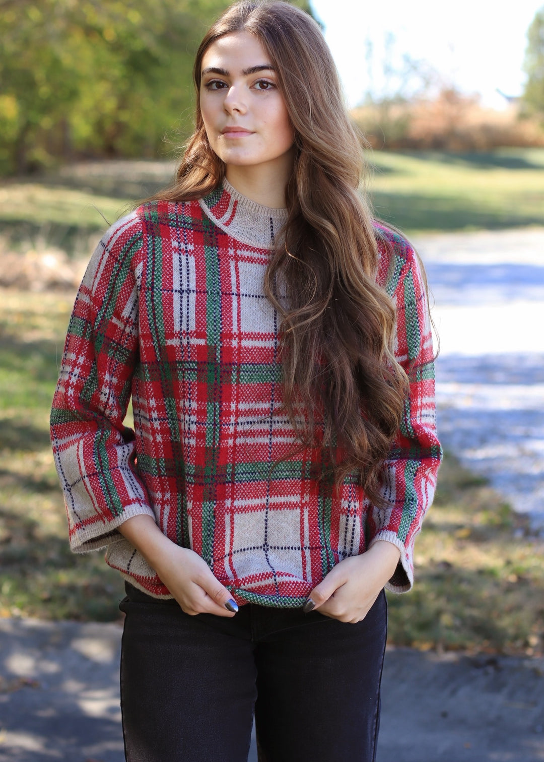 Holly Hearth Plaid Knit Top
