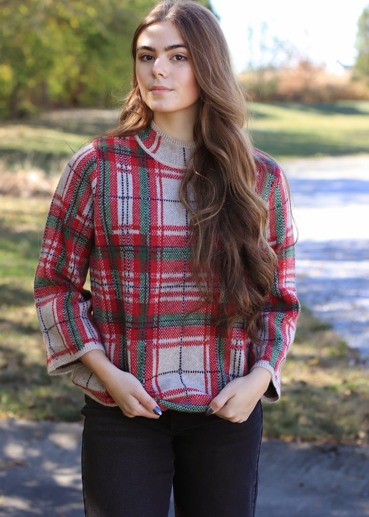 Holly Hearth Plaid Knit Top