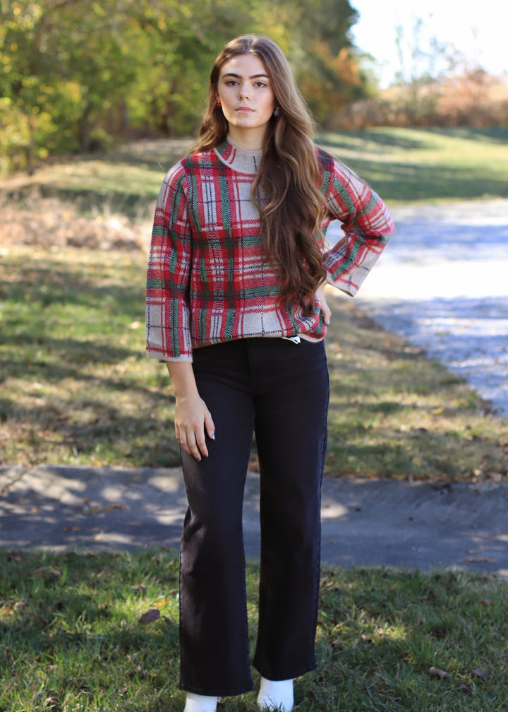 Holly Hearth Plaid Knit Top