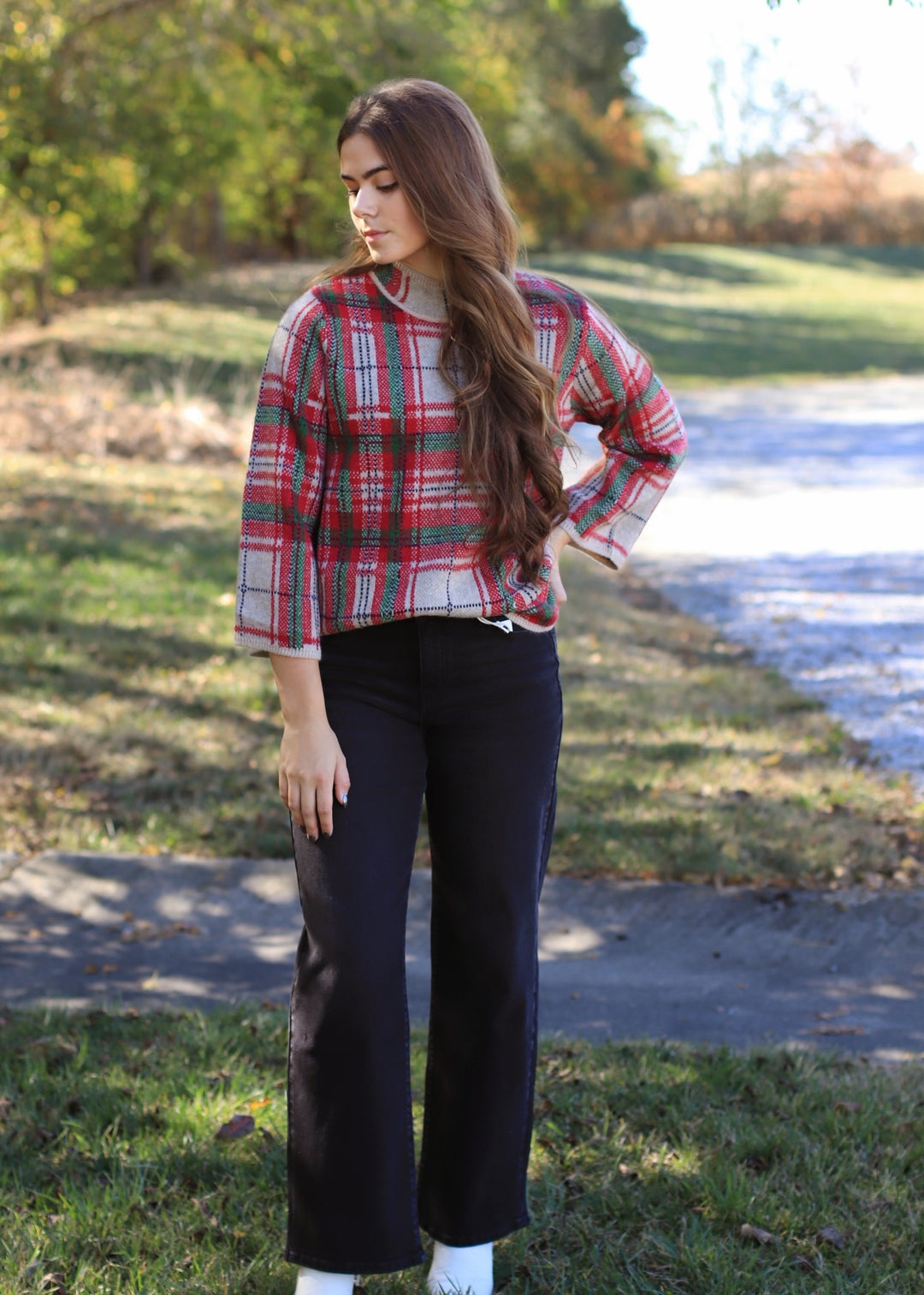 Holly Hearth Plaid Knit Top