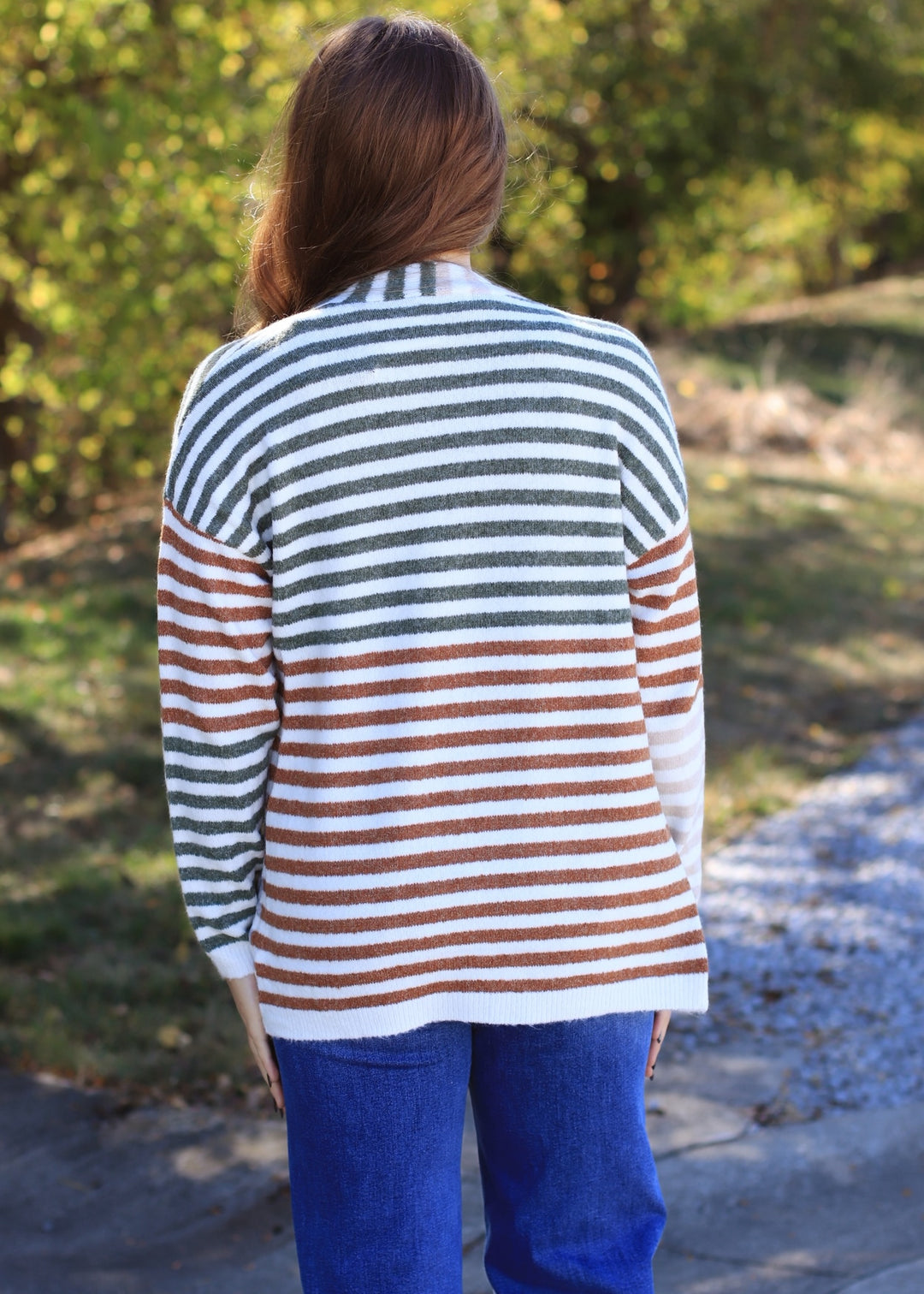 Colorwave Open Front Cardigan in TAUPE/OLIVE