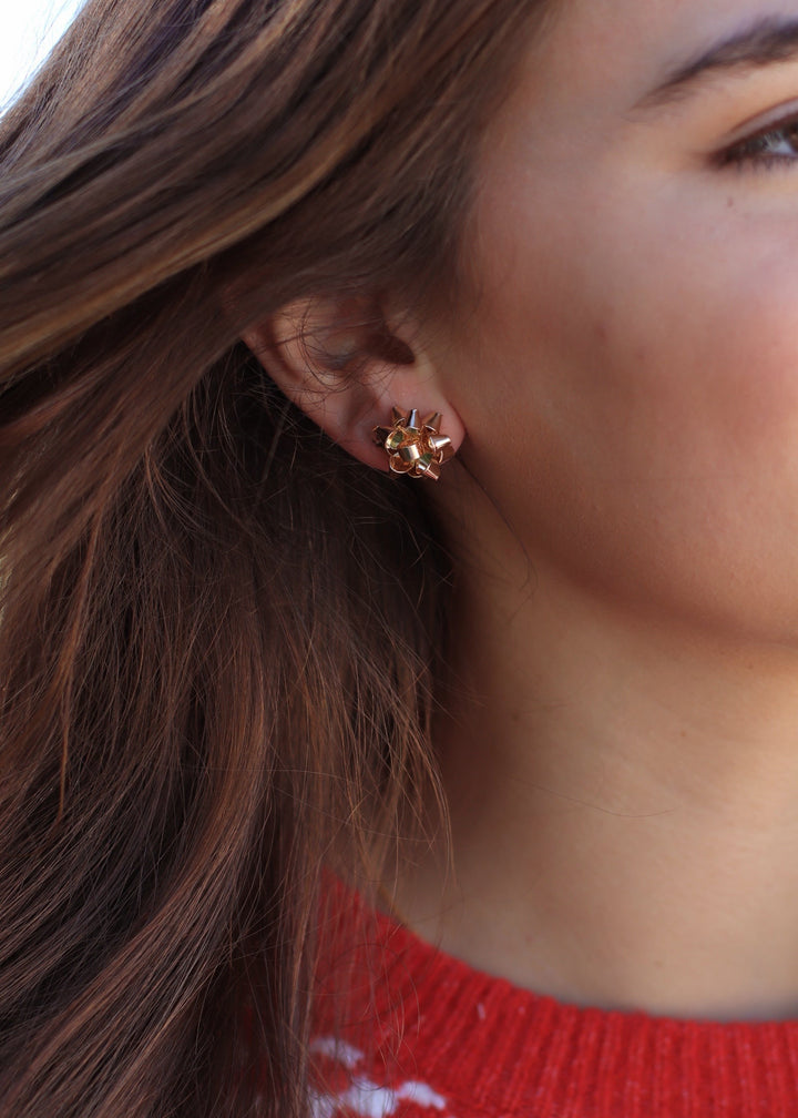 Holiday Bow Earrings in Gold