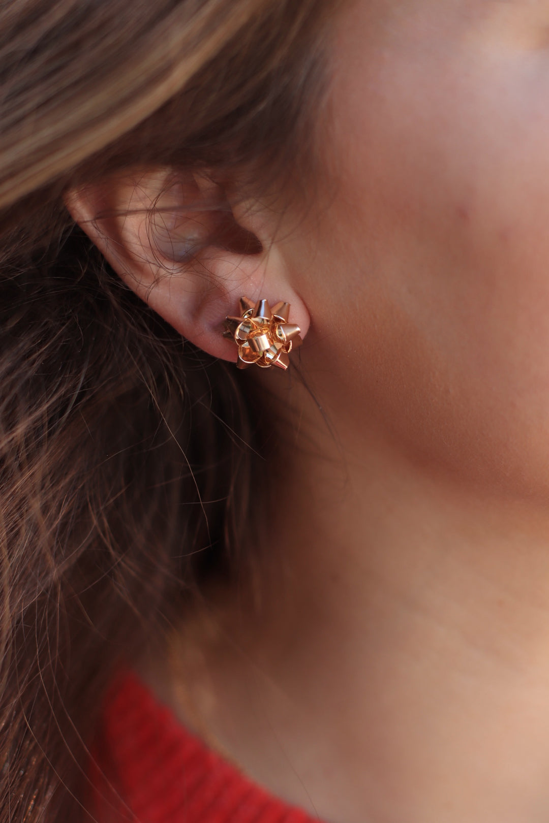 Holiday Bow Earrings in Red