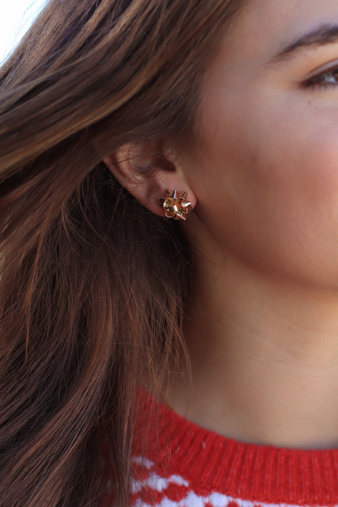 Holiday Bow Earrings in Gold