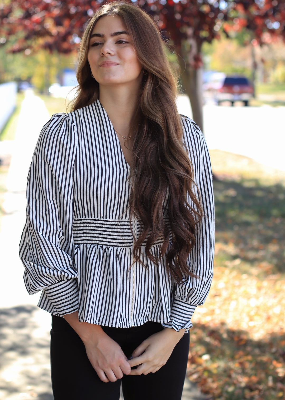 Monochrome Muse Peplum Top