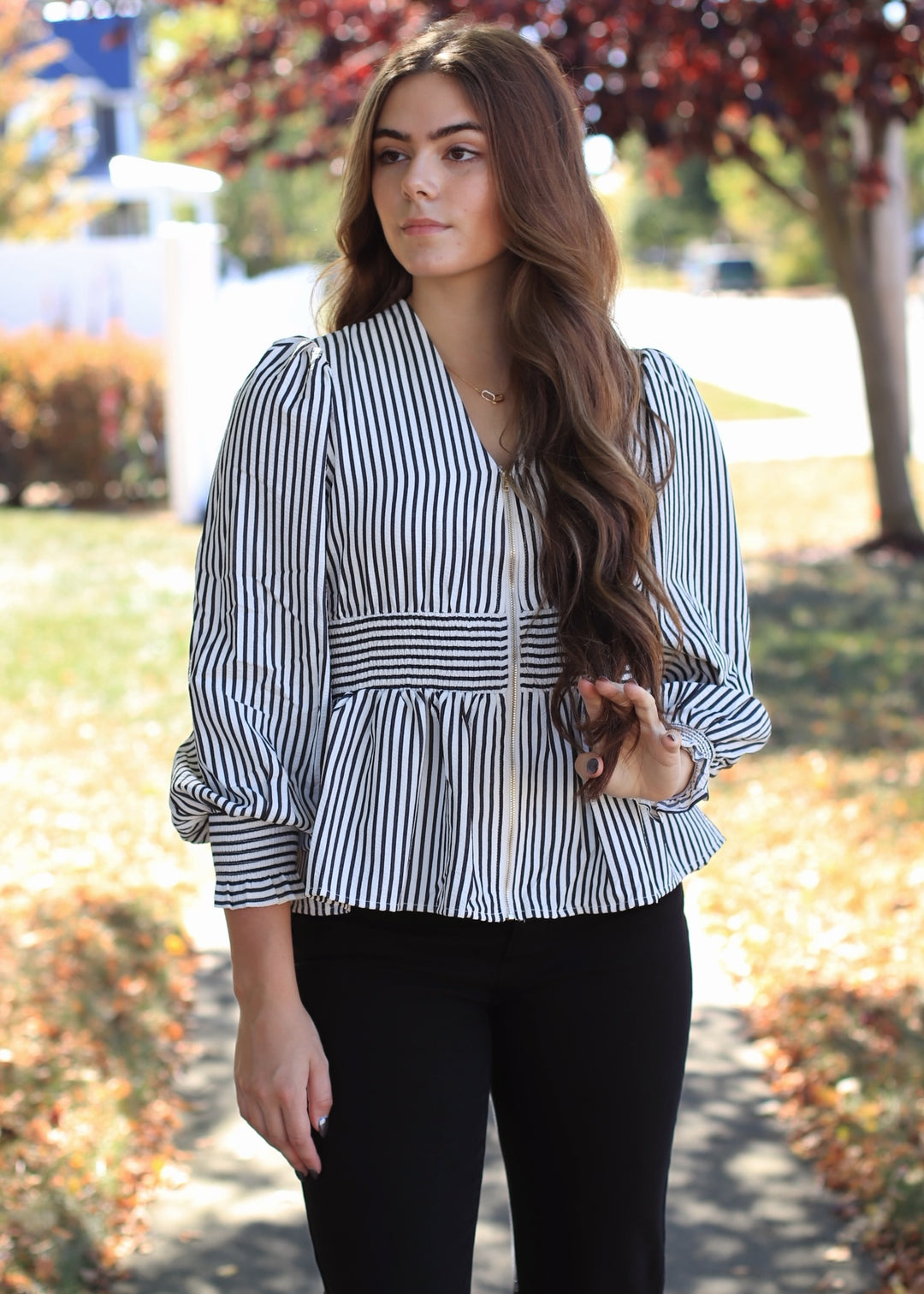 Monochrome Muse Peplum Top