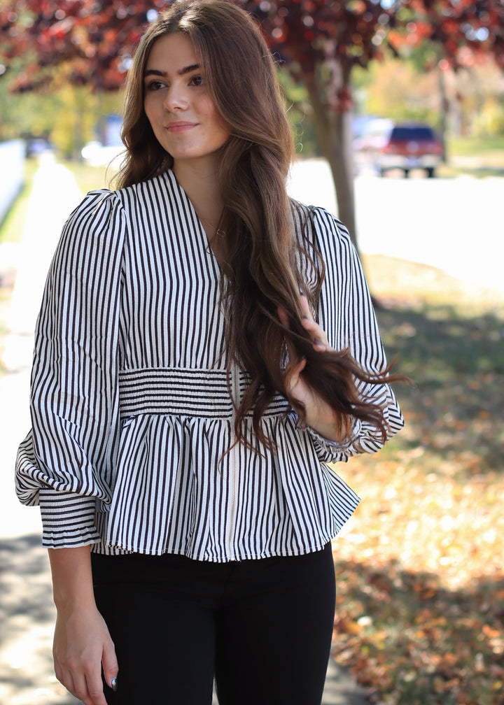 Monochrome Muse Peplum Top