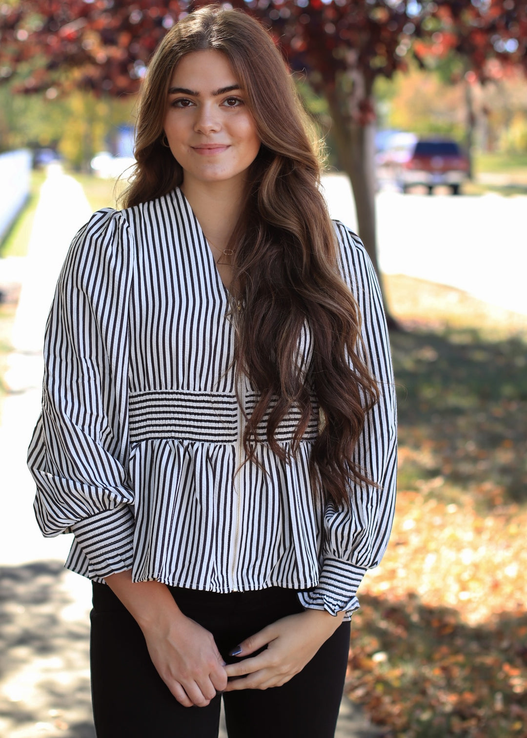 Monochrome Muse Peplum Top
