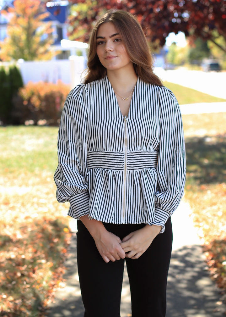 Monochrome Muse Peplum Top