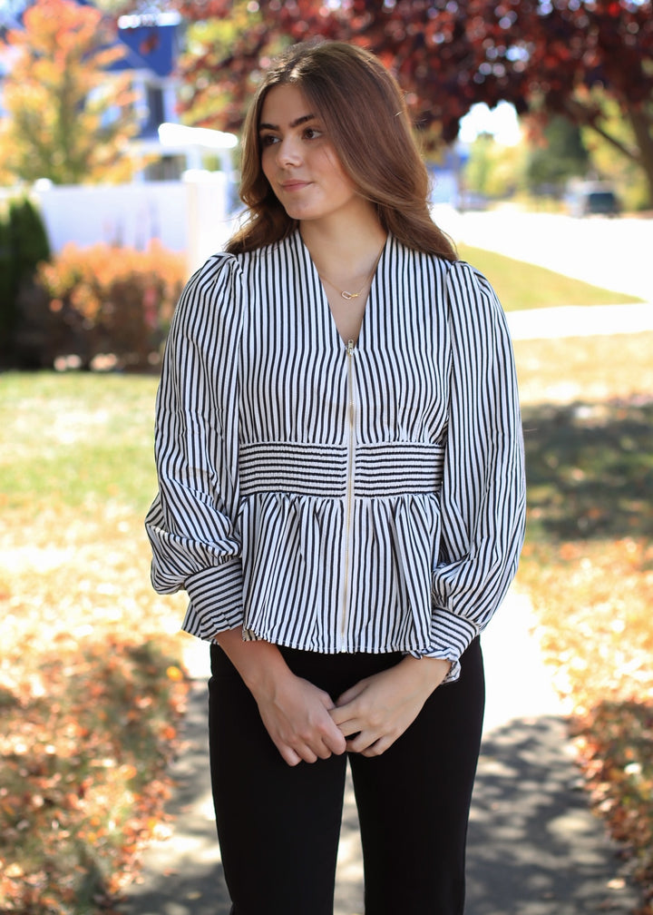 Monochrome Muse Peplum Top
