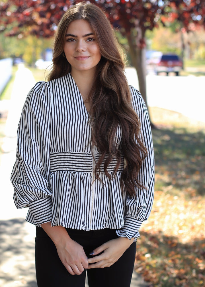 Monochrome Muse Peplum Top