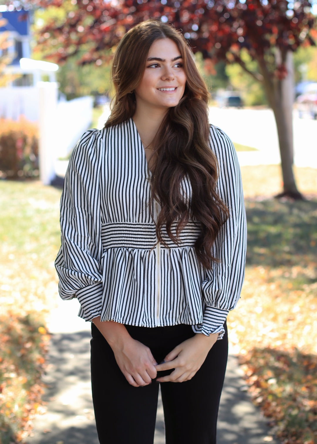 Monochrome Muse Peplum Top
