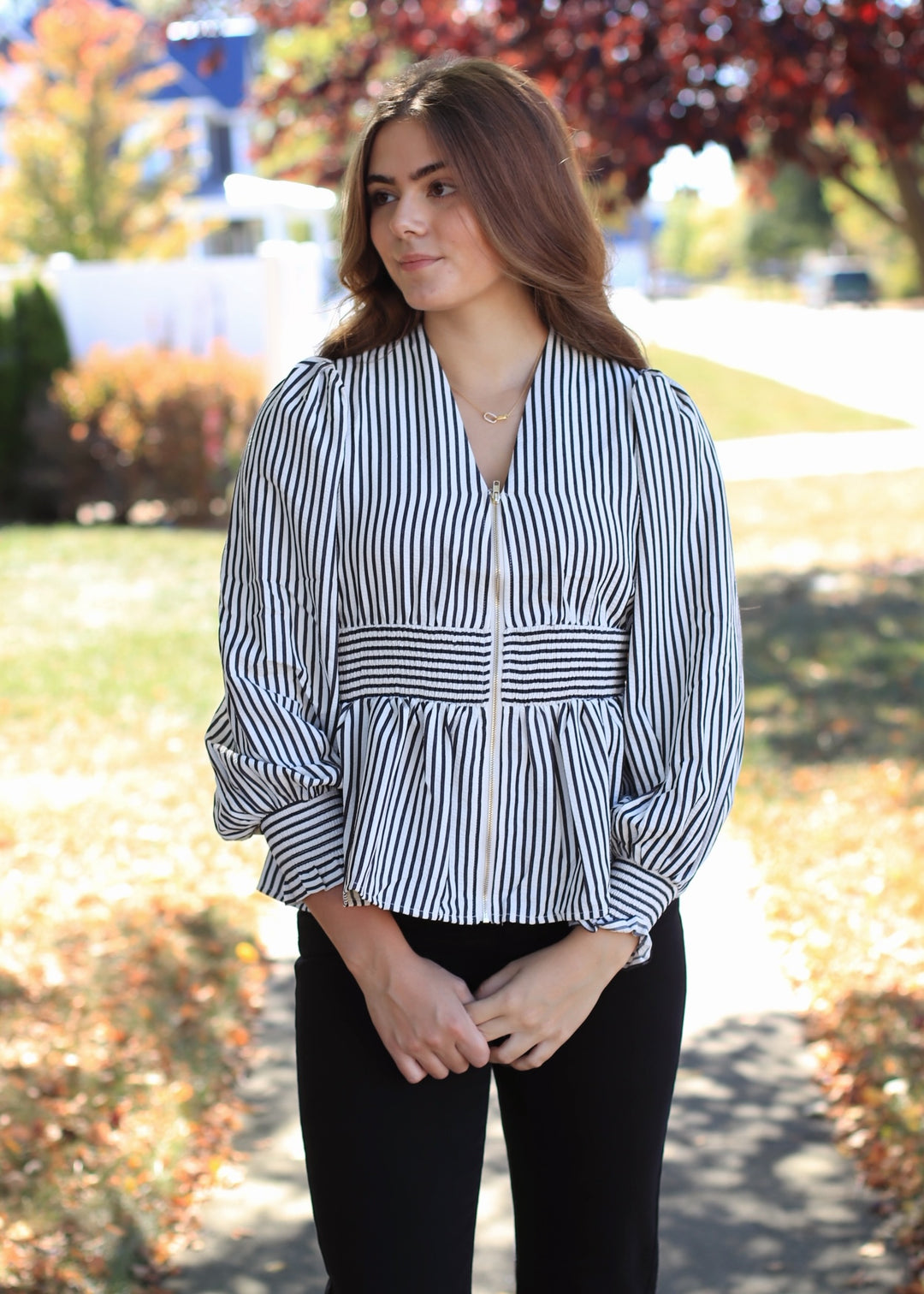 Monochrome Muse Peplum Top