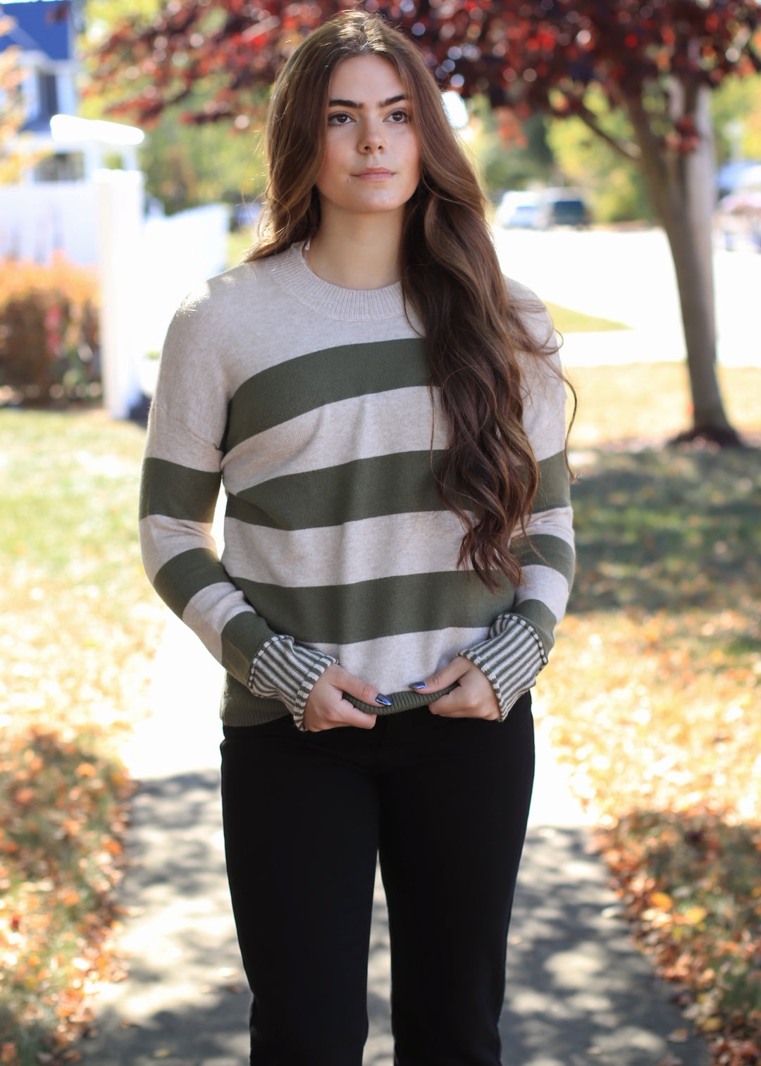 Olive & Oat Stripe Sweater
