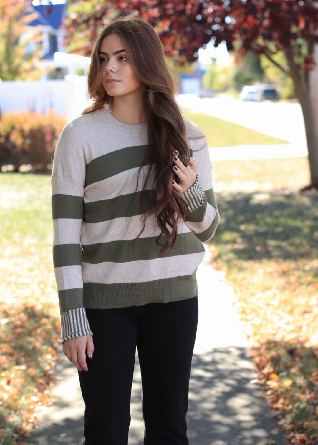 Olive & Oat Stripe Sweater