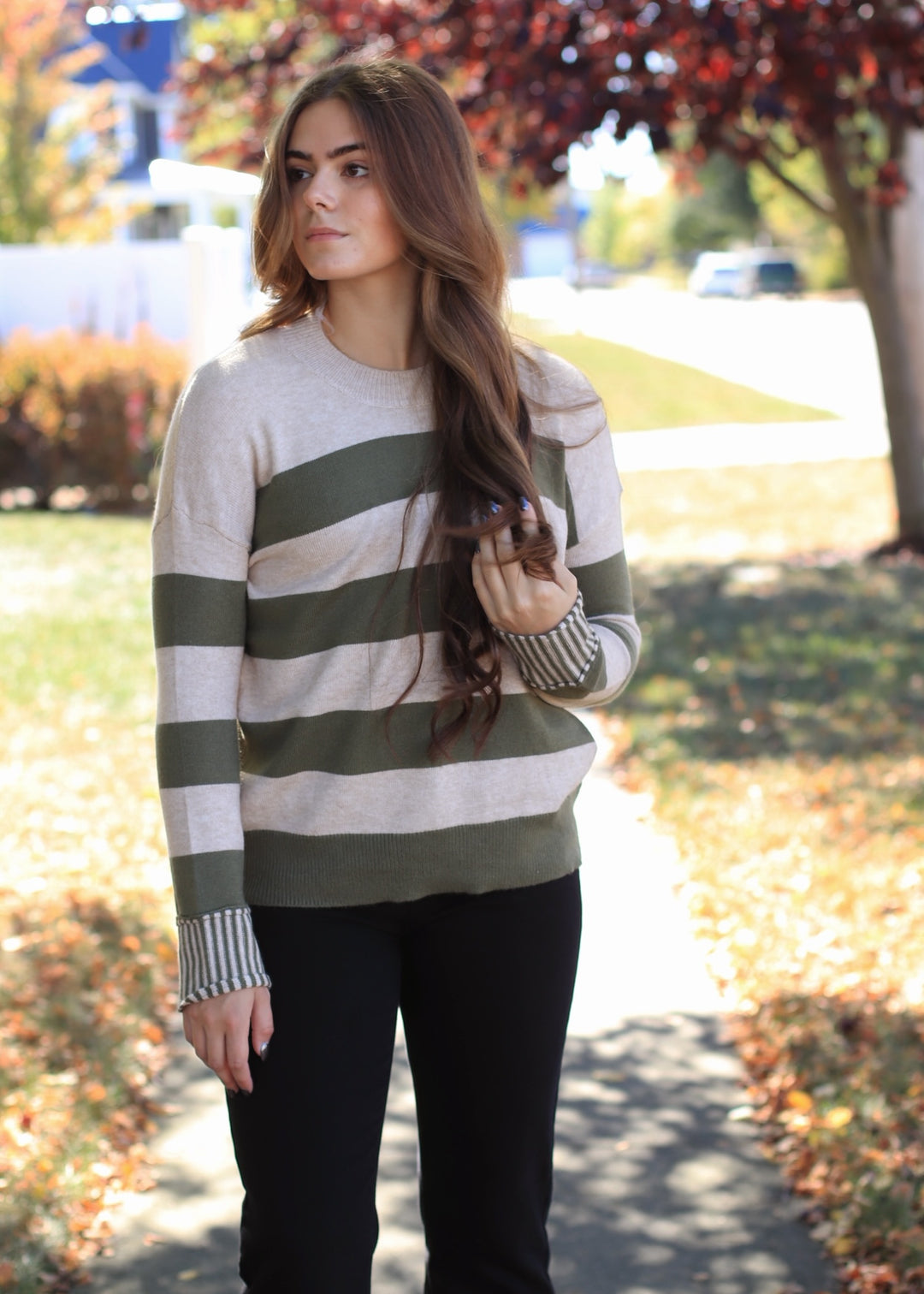 Olive & Oat Stripe Sweater